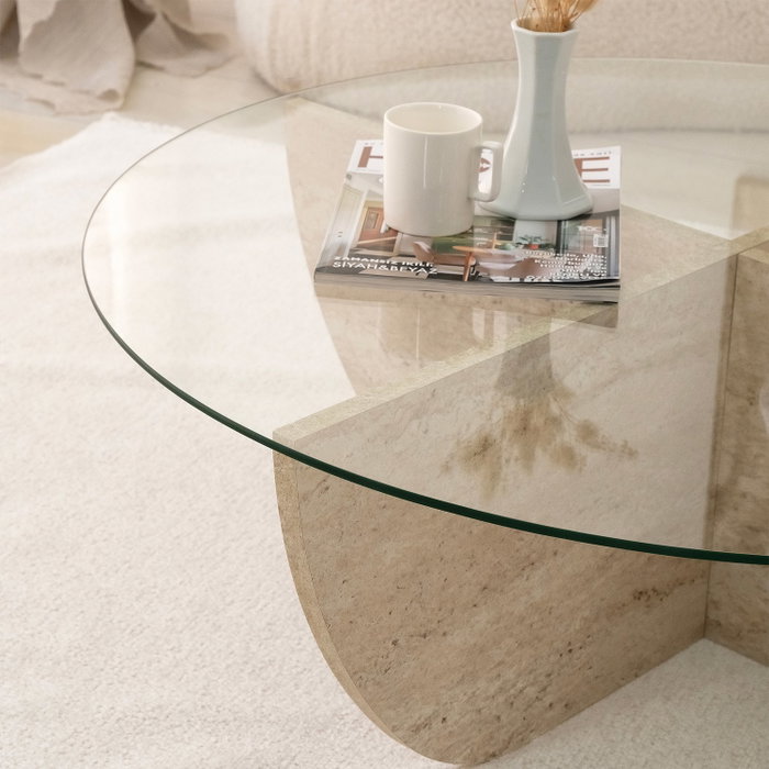 Hanah Home Mesa de café Lily en color Travertino
